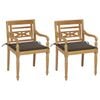 vidaXL Chaises Batavia lot de 2 et coussins taupe Bois de teck massif