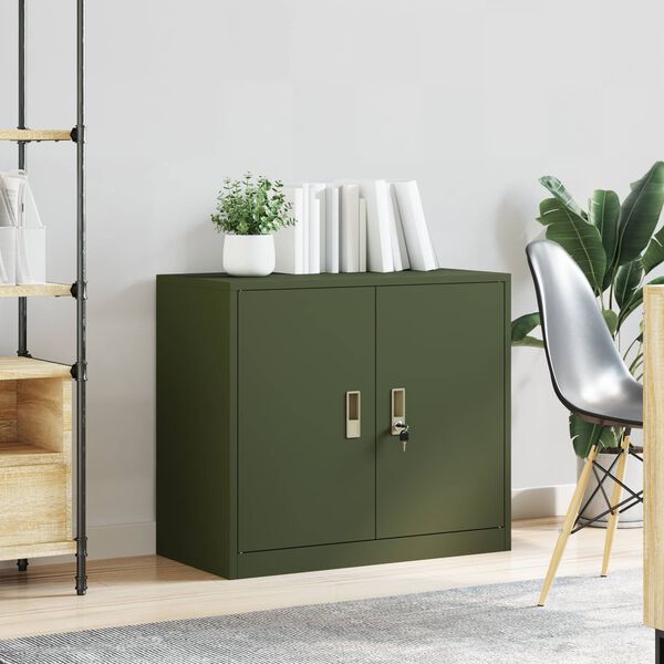 vidaXL Armoire de rangement Vert olive 80 x 40 x 70 cm Acier