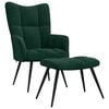 vidaXL Chaise de relaxation avec tabouret Vert fonc&eacute; Velours