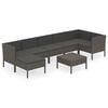 vidaXL Salon de jardin 8 pcs avec coussins r&eacute;sine tress&eacute;e gris