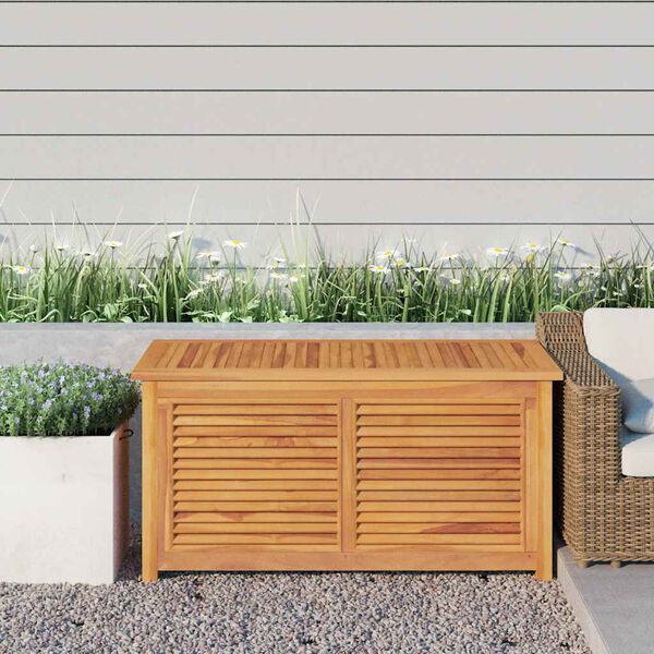 vidaXL Bo&icirc;te de rangement jardin et sac 114x50x58 cm bois massif teck