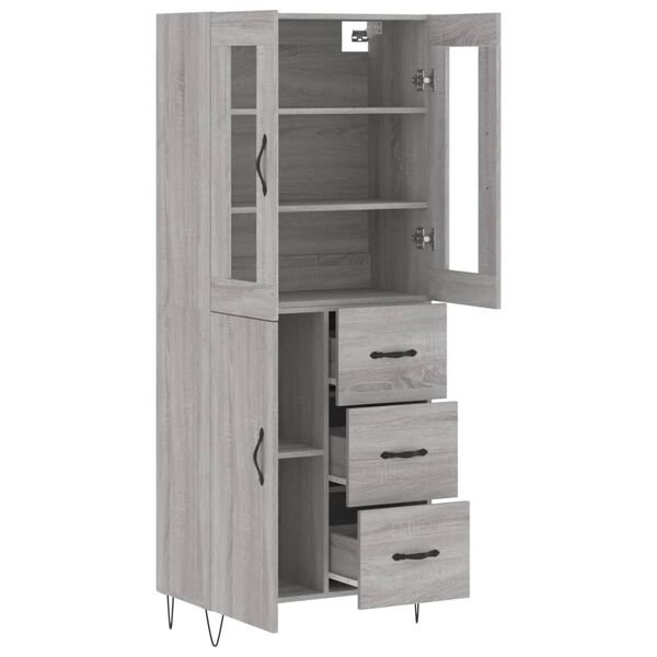 vidaXL Buffet haut Sonoma gris 69,5x34x180 cm Bois d'ing&eacute;nierie