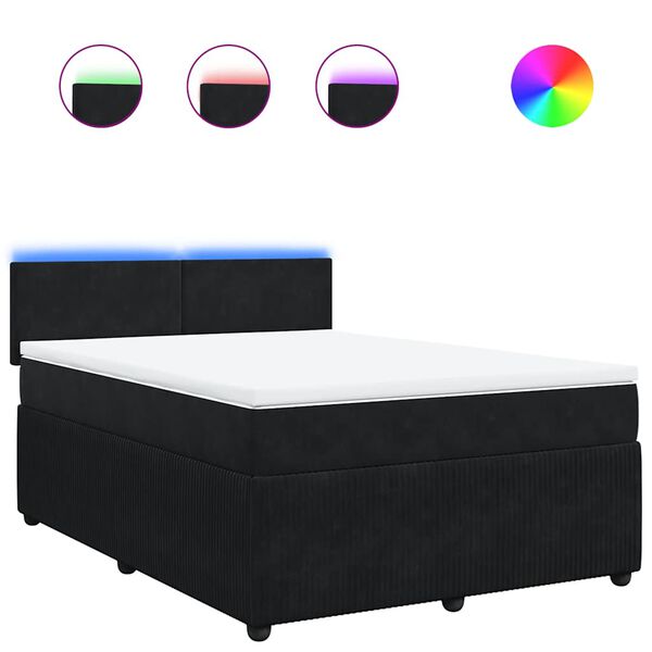 vidaXL Sommier &agrave; lattes de lit avec matelas Noir 140x190 cm Velours