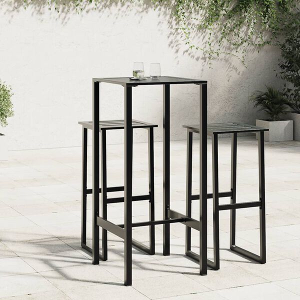 vidaXL Table de bar noir 50x50x110 cm acier enduit de poudre