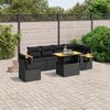 vidaXL Salon de jardin 7 pcs avec coussins noir r&eacute;sine tress&eacute;e