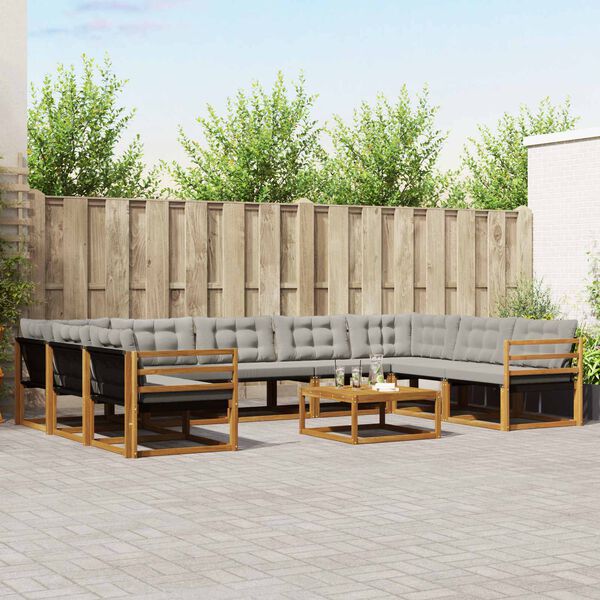 vidaXL Ensemble de canap&eacute;s d'ext&eacute;rieur 10 pcs Gris Naturel et Clair