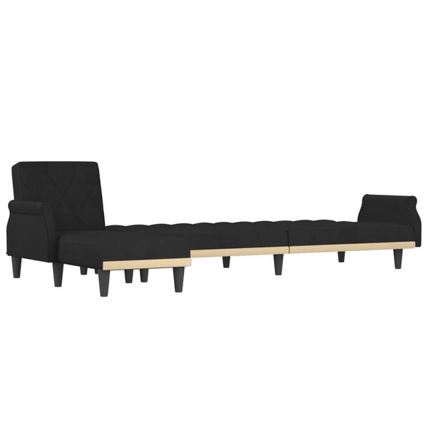 vidaXL Canapé-lit en forme de L noir 271x140x70 cm velours