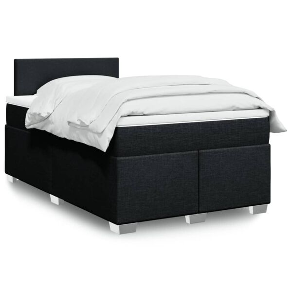 vidaXL Sommier &agrave; lattes de lit avec matelas noir 120x190 cm tissu