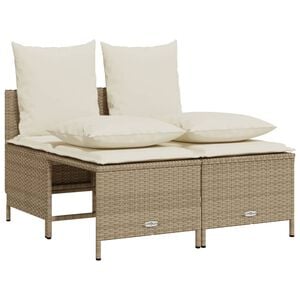 vidaXL Salon de jardin avec coussins 4 pcs beige r&eacute;sine tress&eacute;e