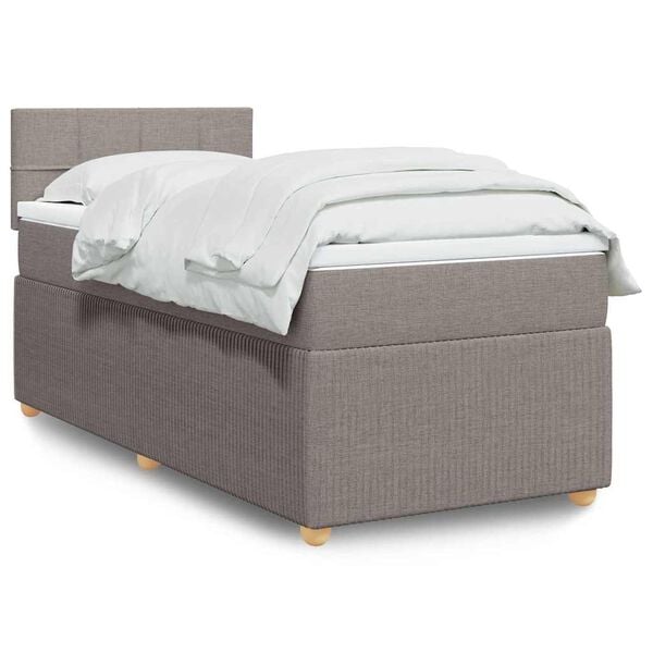 vidaXL Sommier &agrave; lattes de lit avec matelas Taupe 90x190 cm Tissu