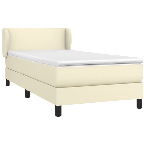 vidaXL Sommier &agrave; lattes de lit avec matelas Cr&egrave;me 90x190 cm Similicuir