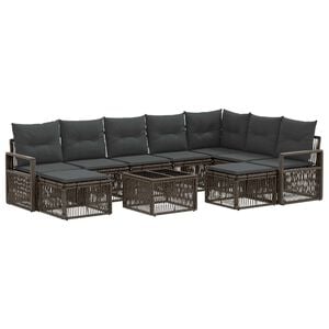 vidaXL Ensemble de canap&eacute; de jardin 10 pc Gris polyrotin