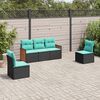 vidaXL Salon de jardin 5 pcs avec coussins noir r&eacute;sine tress&eacute;e