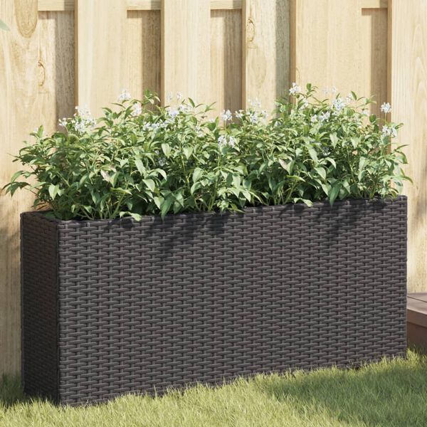 vidaXL Jardini&egrave;res avec 2 pots 2 pcs noir 90x20x40 cm r&eacute;sine tress&eacute;e