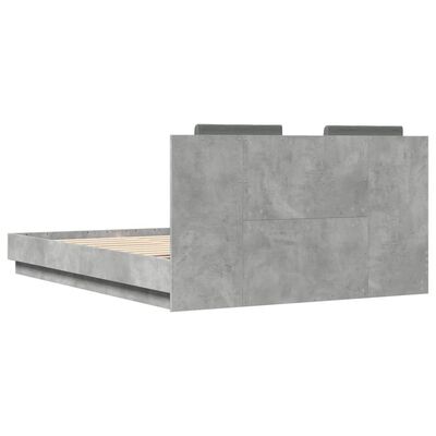 vidaXL Cadre de lit avec tête de lit gris béton 150x200 cm