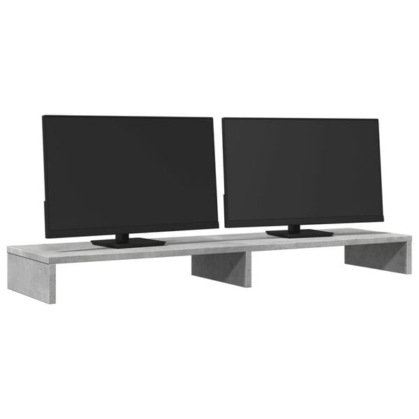 vidaXL Support de moniteur gris béton 100x27x10 cm bois d'ingénierie
