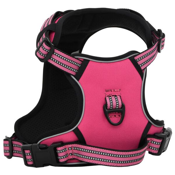 vidaXL Harnais pour chien avec bandes réfléchissantes réglables rose M
