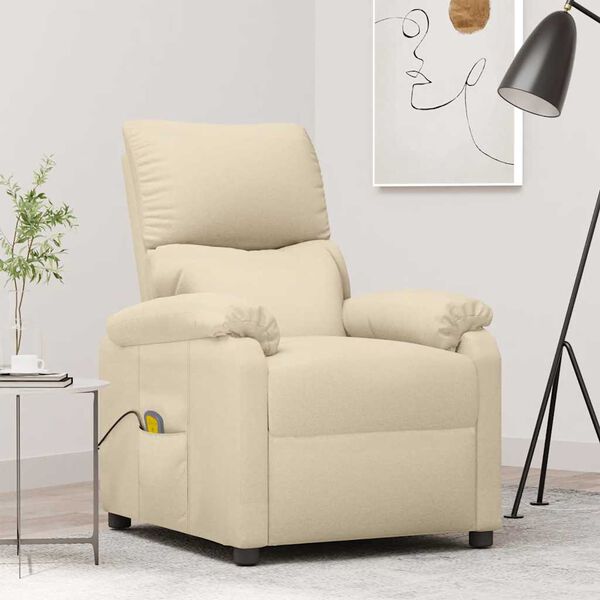 vidaXL Fauteuil de massage Cr&egrave;me Tissu