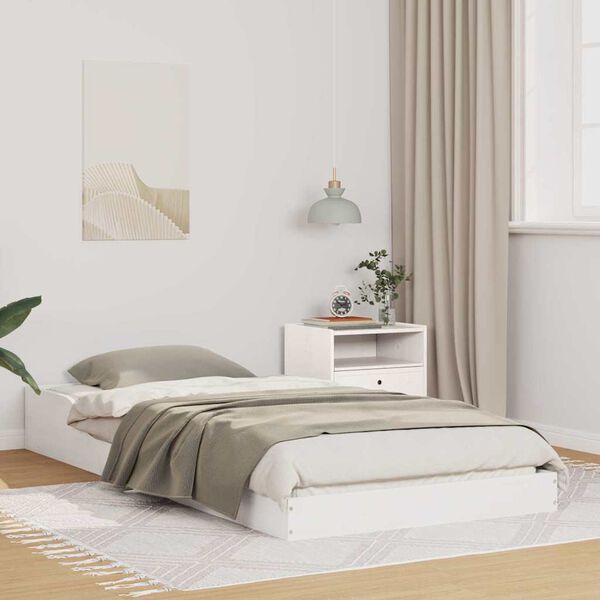 vidaXL Cadre de lit Blanc 75 x 190 cm Pin massif