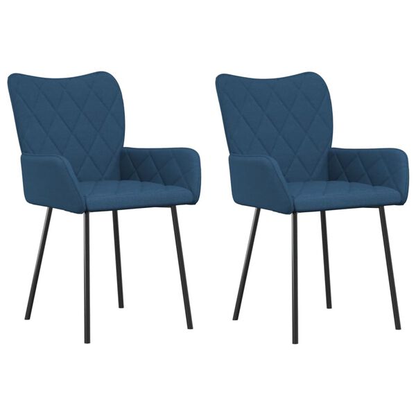 vidaXL Chaises à manger lot de 2 bleu tissu
