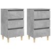 vidaXL Tables de chevet avec pieds en bois 2 pcs gris b&eacute;ton 40x35x69cm