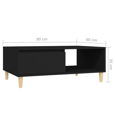 vidaXL Table basse Noir 90x60x35 cm Aggloméré