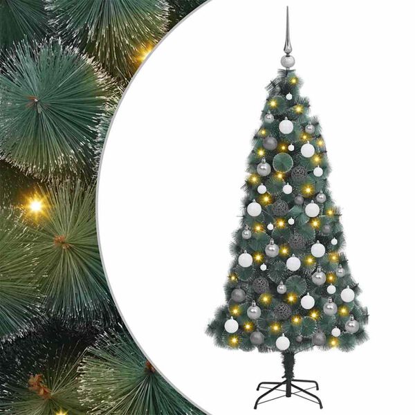 vidaXL Arbre de Noël artificiel pré-éclairé avec ensemble de boules