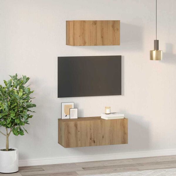 vidaXL Ensemble meuble TV 2 pcs Ch&ecirc;ne artisanal Bois d'ing&eacute;nierie