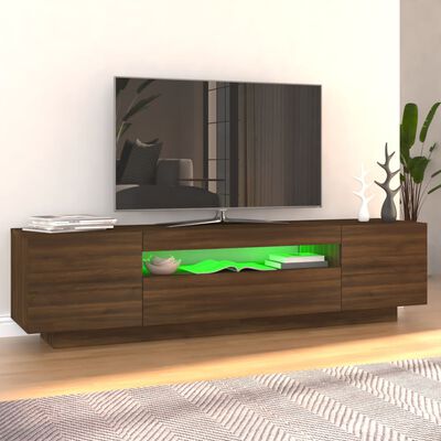 vidaXL Meuble TV avec lumières LED Chêne marron 160x35x40 cm