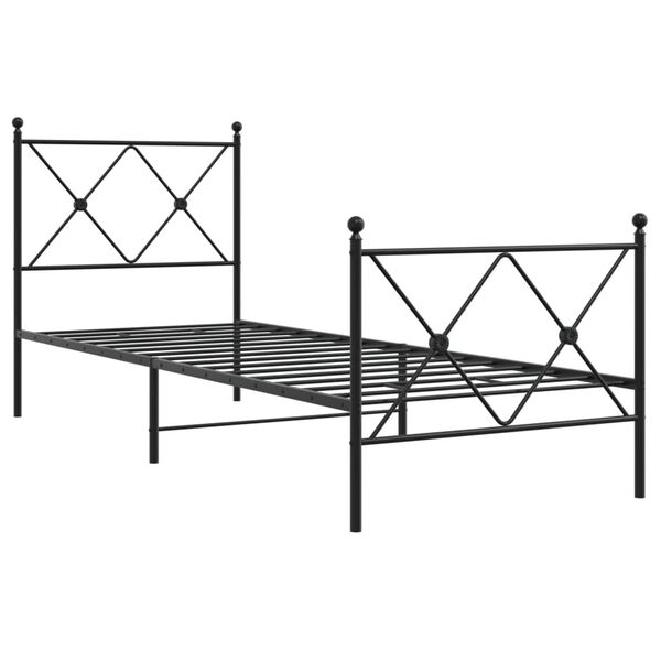 vidaXL Cadre de lit métal sans matelas avec pied de lit noir 75x190 cm