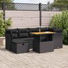 vidaXL Salon de jardin avec coussins 7 pcs noir r&eacute;sine tress&eacute;e acacia