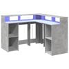 vidaXL Bureau et lumières LED gris béton 130x130x91cm bois ingénierie