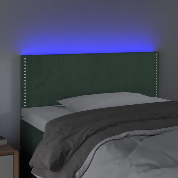 vidaXL T&ecirc;te de lit &agrave; LED Vert fonc&eacute; 90x5x78/88 cm Velours