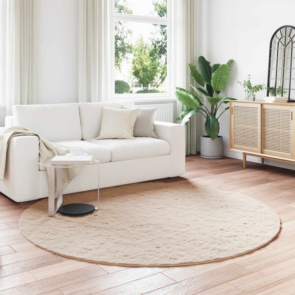 vidaXL Tapis en Fourrure Synth&eacute;tique de Lapin Olite Taupe &Oslash; 160 cm