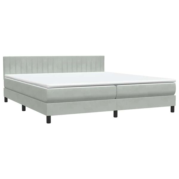 vidaXL Sommier &agrave; lattes de lit et matelas gris clair 180x210cm velours