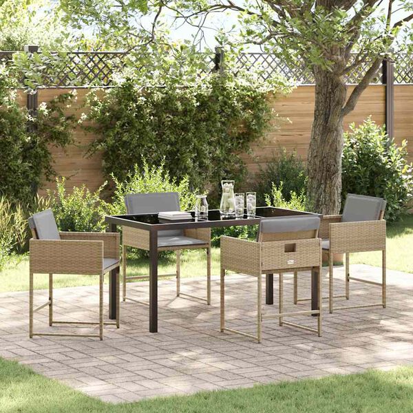 vidaXL Ensemble de salle &agrave; manger pour jardin 5 pcs Beige polyrotin