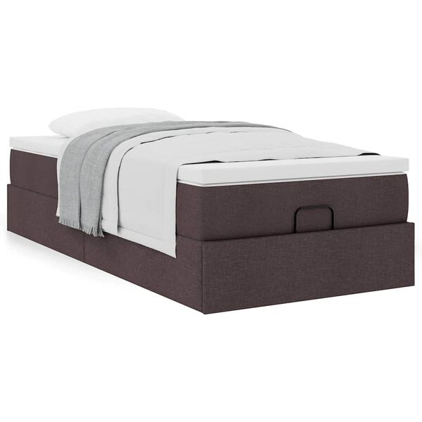 vidaXL Cadre de lit ottoman avec matelas marron foncé 80x200 cm tissu