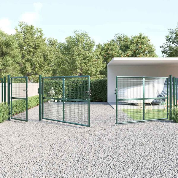 vidaXL Portail de jardin grillag&eacute; vert 500 x 125 cm en acier galvanis&eacute;