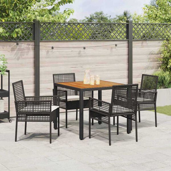 vidaXL Ensemble de salle &agrave; manger pour jardin 5 pcs Noir polyrotin