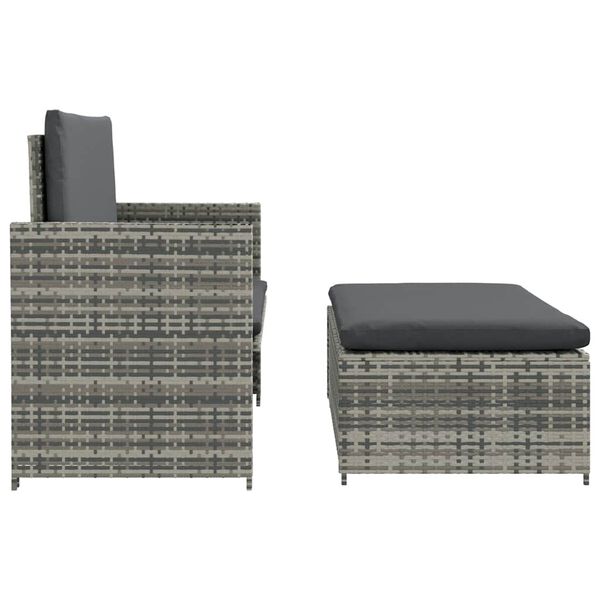 vidaXL Salon de jardin 2 pcs avec coussins Résine tressée Gris