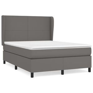 vidaXL Sommier &agrave; lattes de lit avec matelas Gris 140x200 cm Similicuir