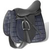 Set de selle &eacute;quitation 17,5" en cuir v&eacute;ritable 12 cm 5 en 1 noir
