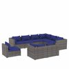 vidaXL Salon de jardin 9 pcs avec coussins R&eacute;sine tress&eacute;e Gris