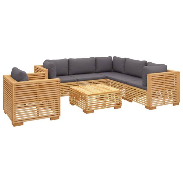 vidaXL Salon de jardin 7 pcs avec coussins Bois de teck solide
