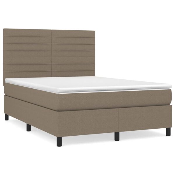 vidaXL Sommier &agrave; lattes de lit avec matelas Taupe 140x190 cm Tissu