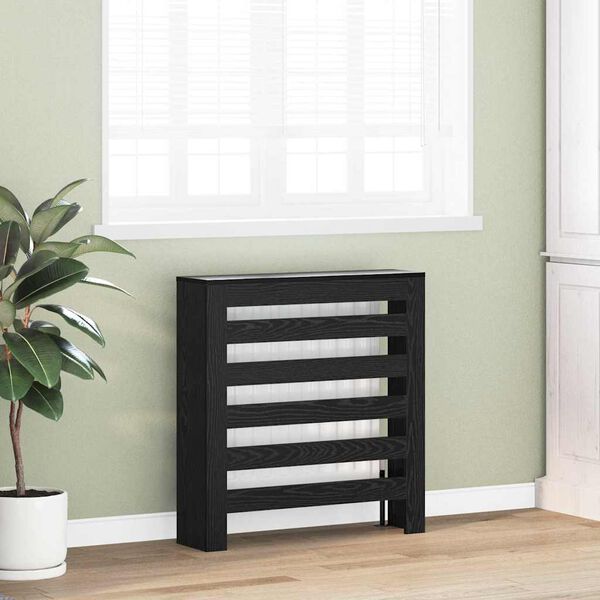 vidaXL Cache-Radiateur Ch&ecirc;ne noir 78 x 20 x 82 cm Bois d'ing&eacute;nierie