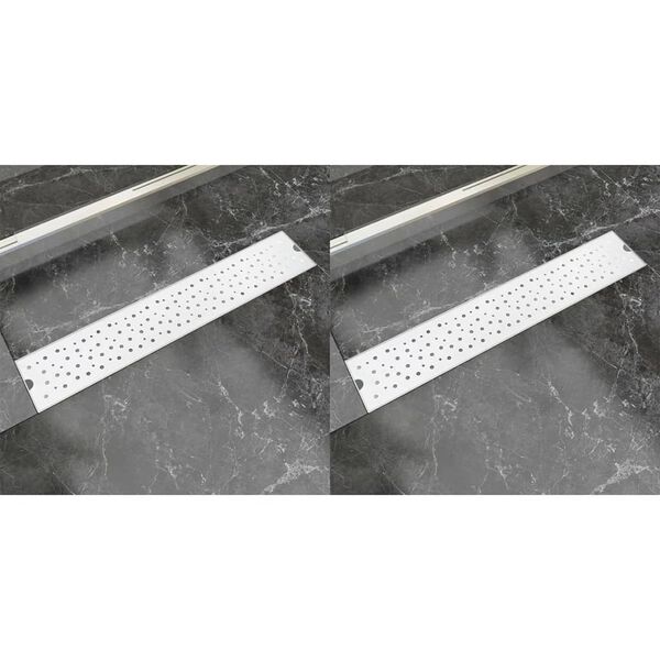 vidaXL Drain de douche lin&eacute;aire 2 pcs 630 x 140 mm Acier inoxydable