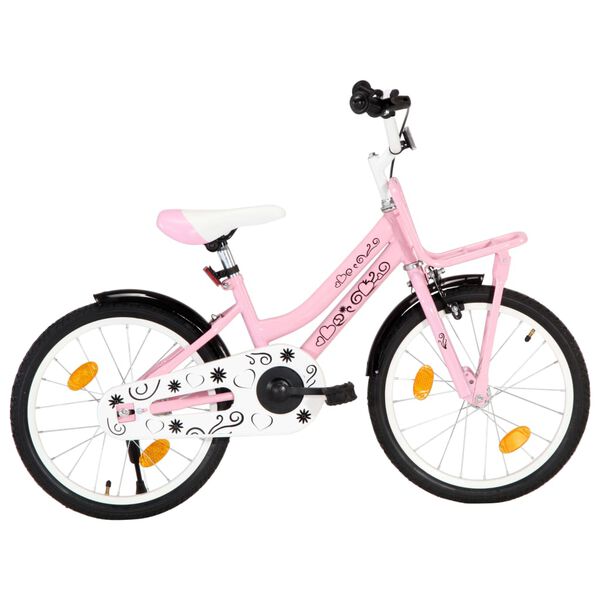 vidaXL Vélo enfant avec porte-bagages avant 18 pouces Rose et noir
