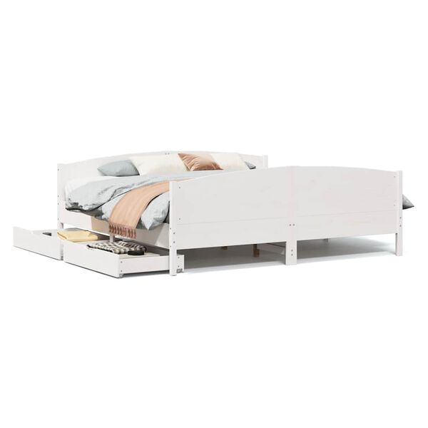 vidaXL Cadre de lit sans matelas blanc 200x200 cm bois massif de pin