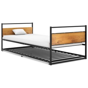 vidaXL Cadre de lit extensible sans matelas Noir M&eacute;tal 90x200 cm